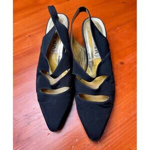 Vintage Escade Black Peau de Soie w/ Leather Lining and Sole - Sz 7 (runs small)